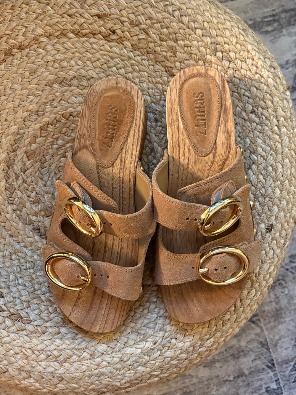 Schutz juno leather suede brown wood cottagecore sandal clogs size 6.5 NEW - Picture 3 of 13